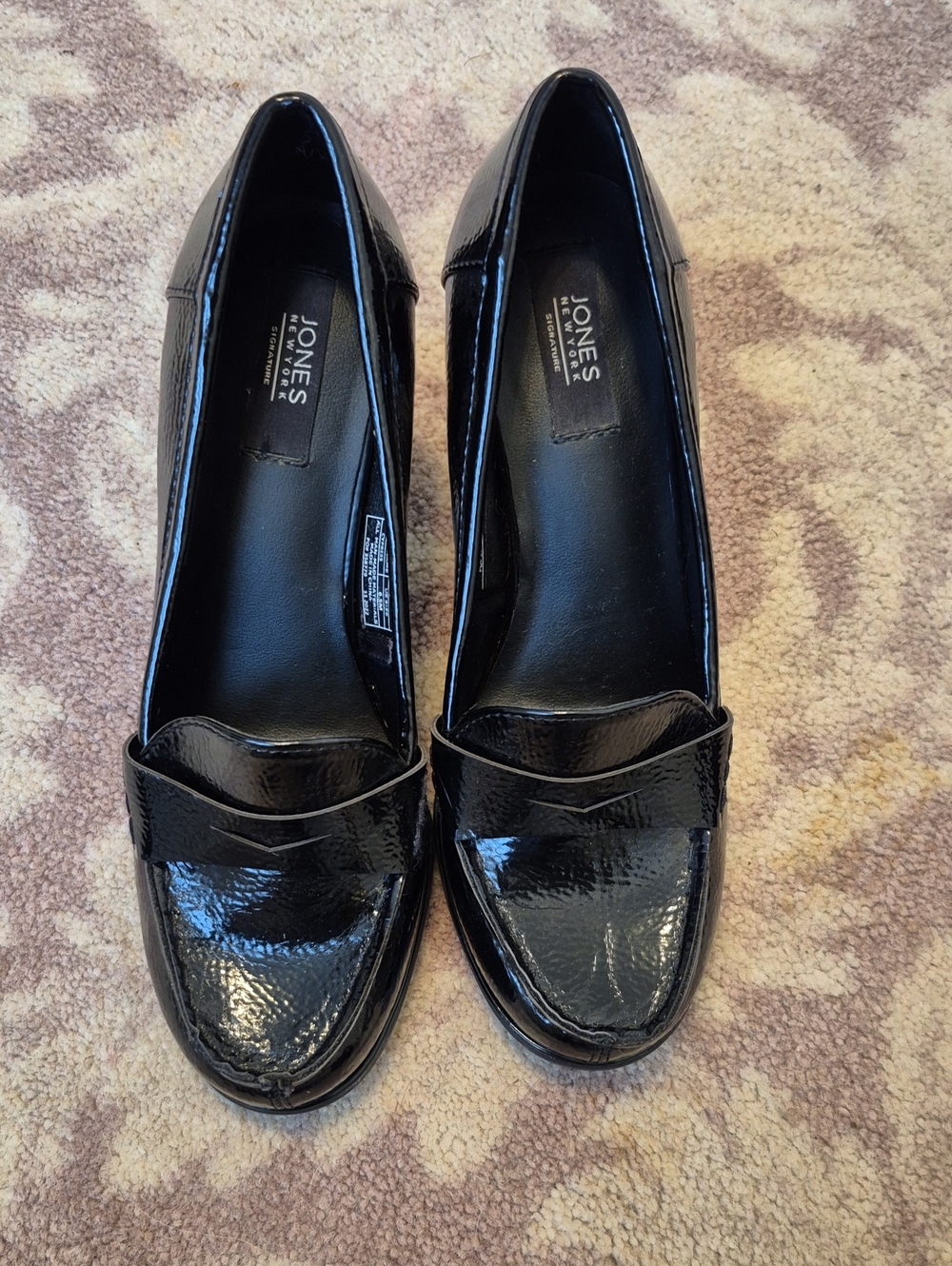 Jones New York Black Patent Loafers with Glossy Finish
